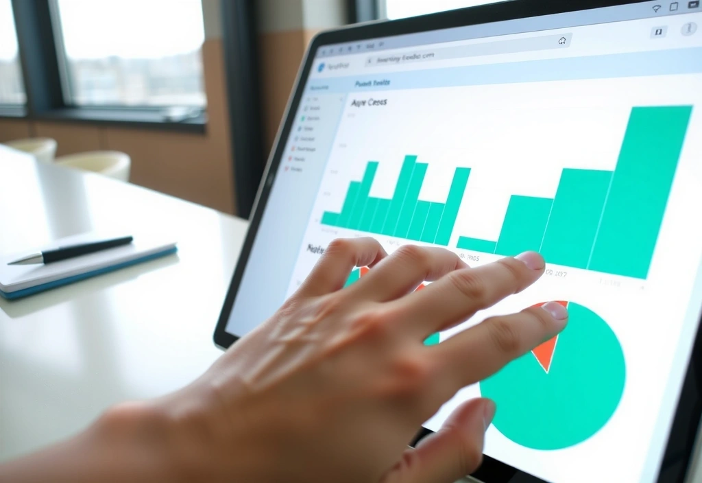 Hand using analytics dashboard